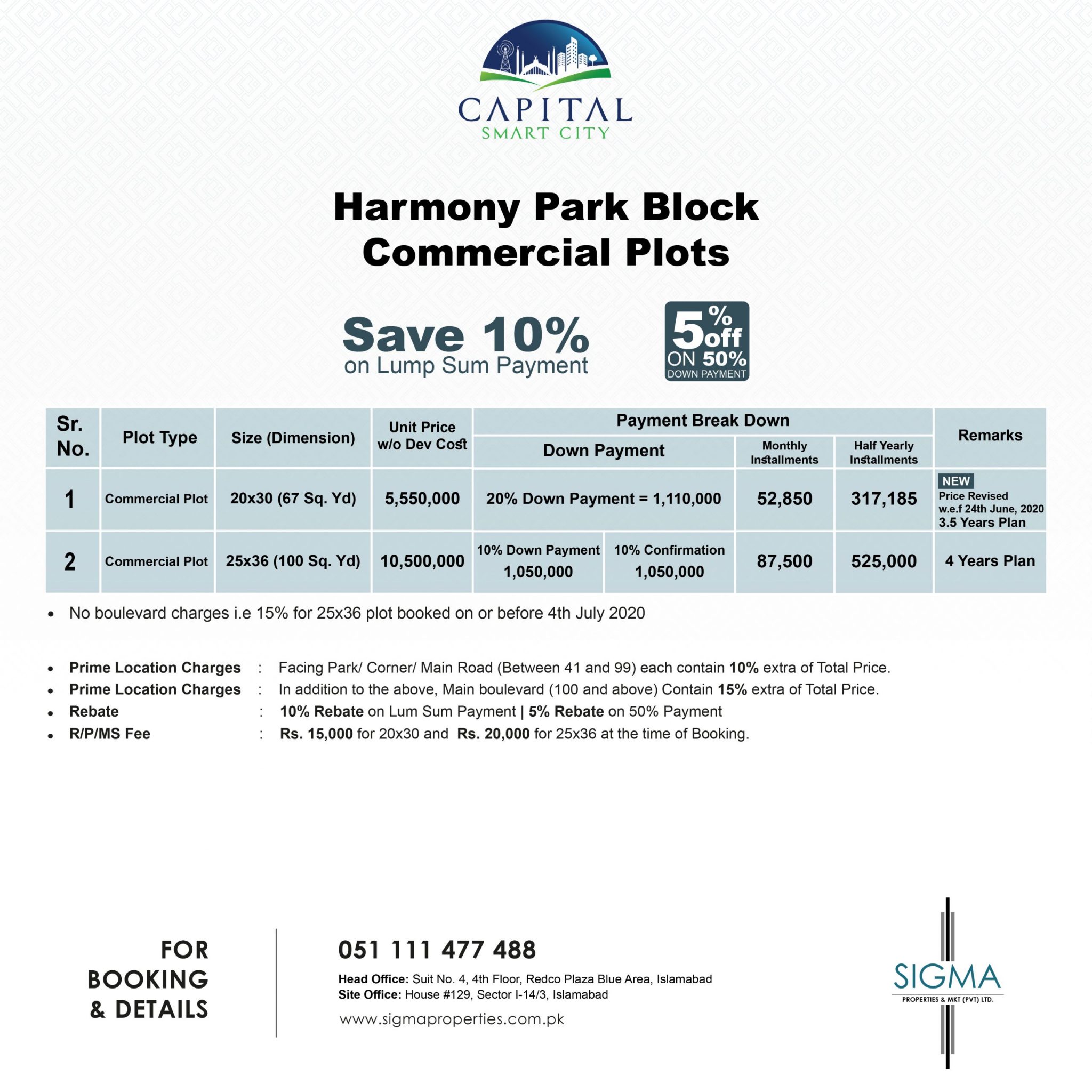 harmony park block commercial plots payment plan