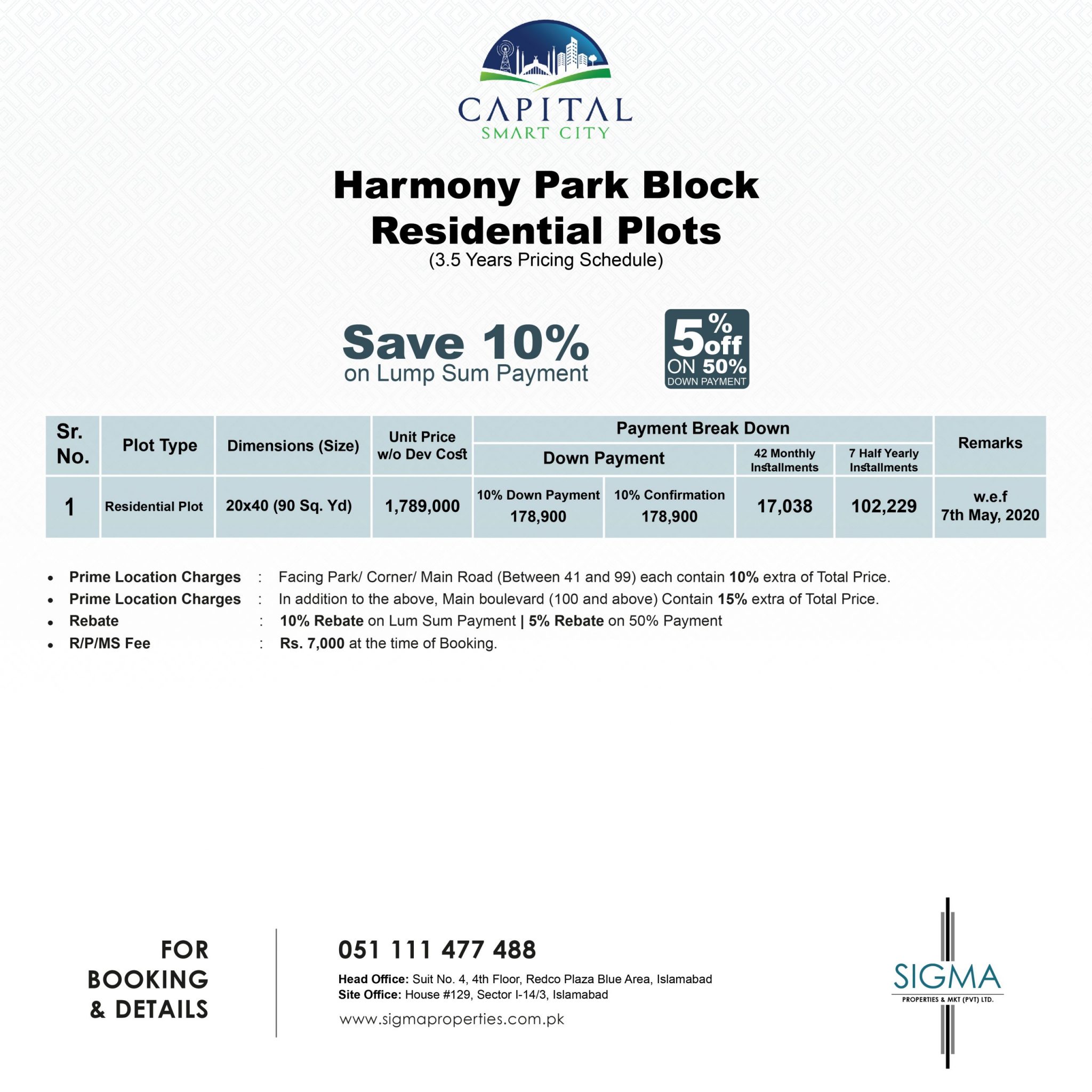 Harmony Park Block Residential Plots payment plan