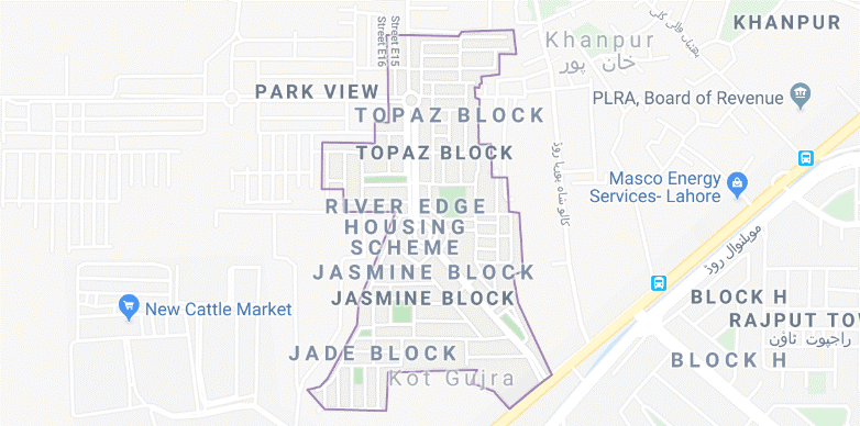 location map of park view city Lahore