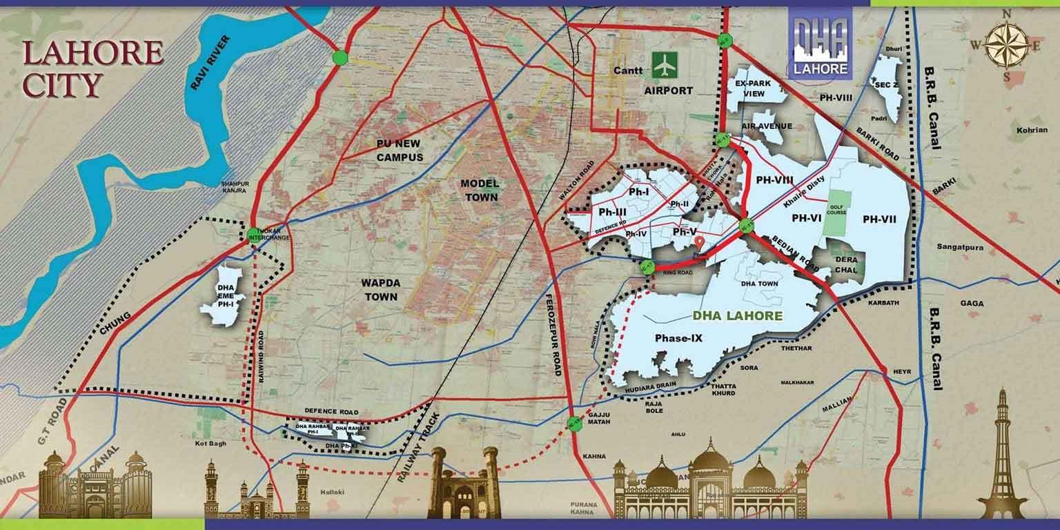 location map of DHA Lahore