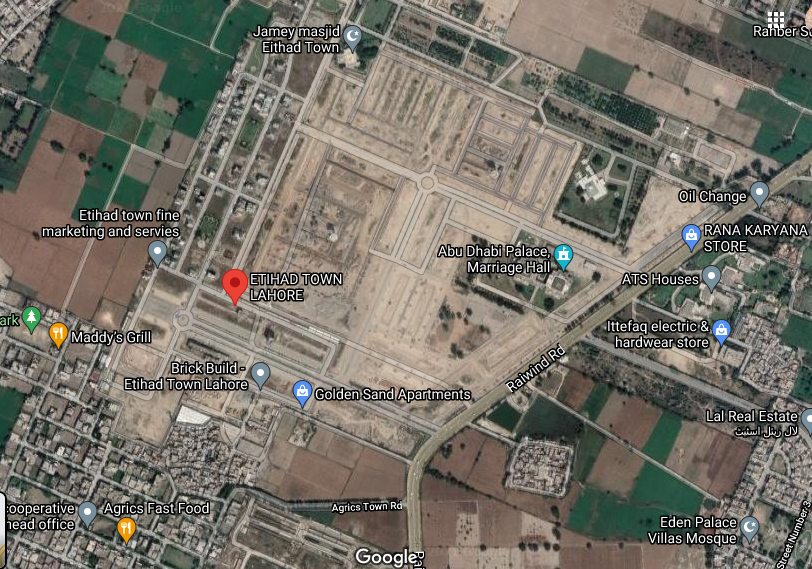 Etihad Town Lahore location map