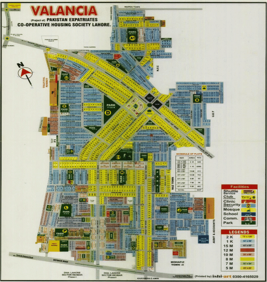 master plan of Valencia town Lahore
