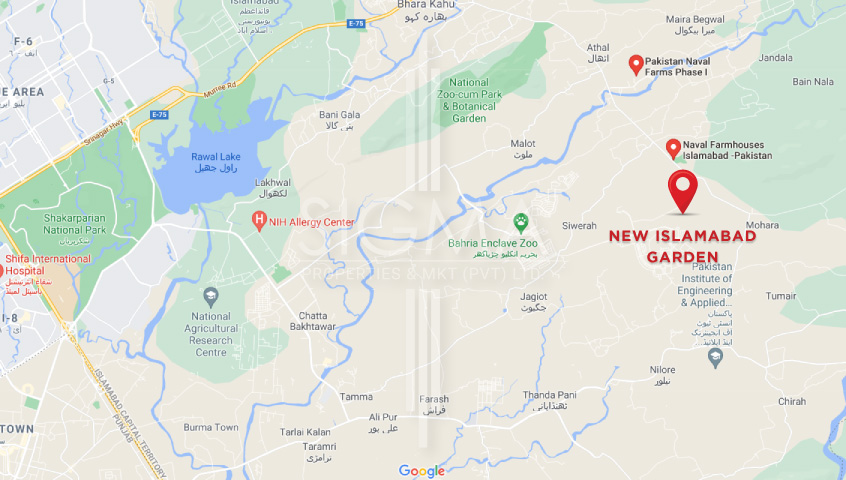 location map of new Islamabad Garden