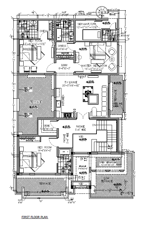 1 Kanal smart villas blueprint first floor