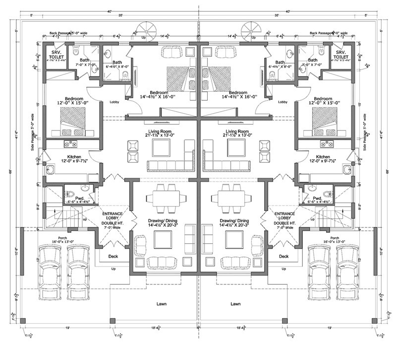 12 marla smart villas blueprint Ground floor