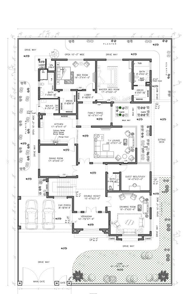 2 Kanal smart villas blueprint Ground floor