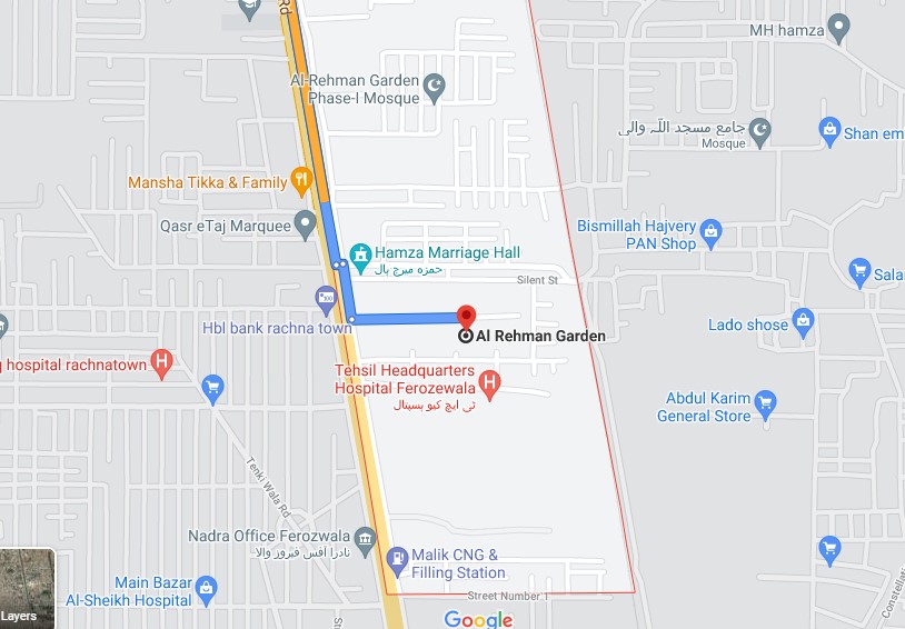 Al Rehman Garden Lahore location map