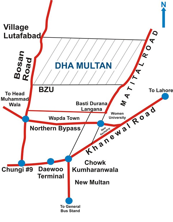 DHA Multan location map