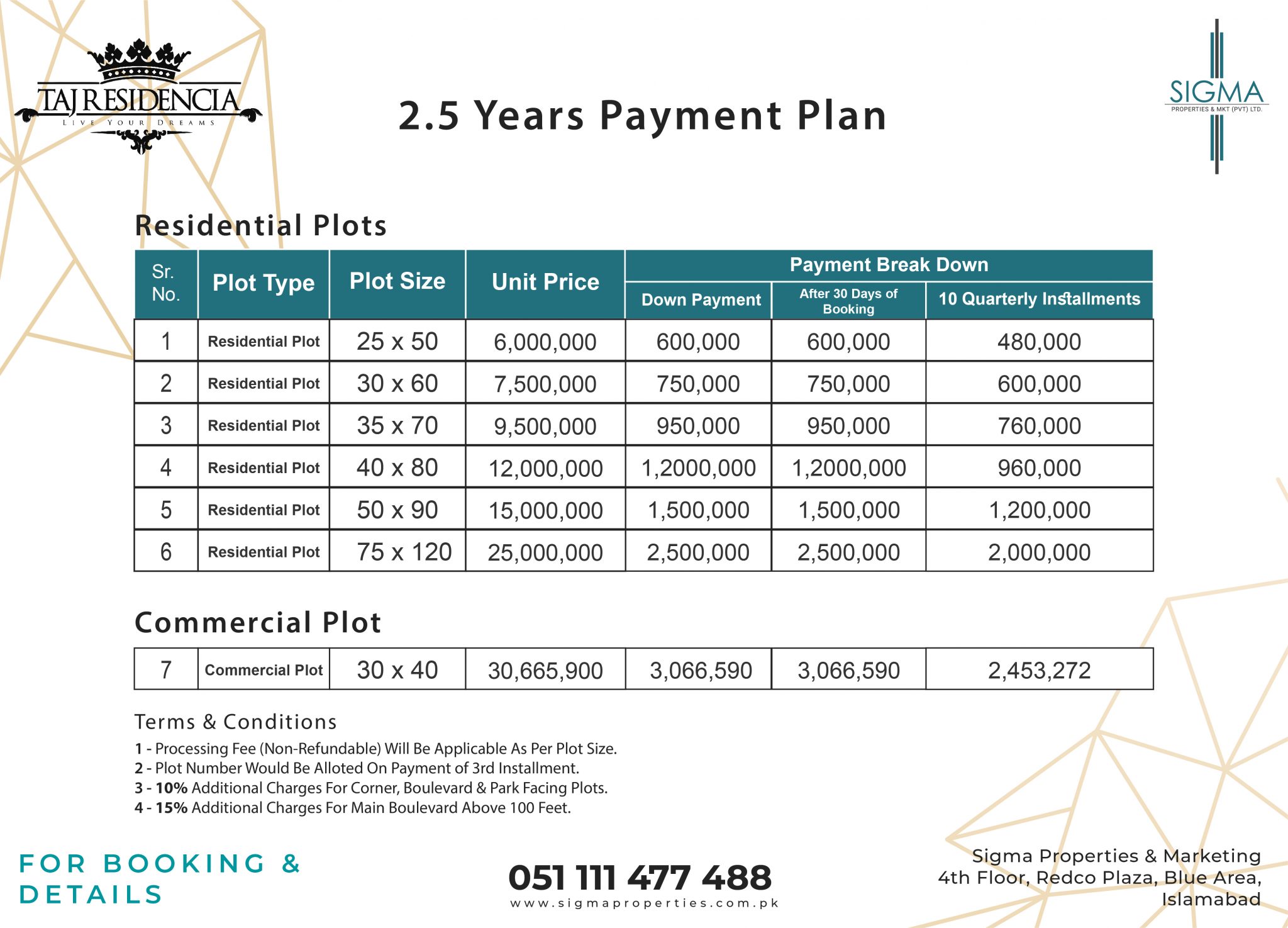 master plan of taj residencia