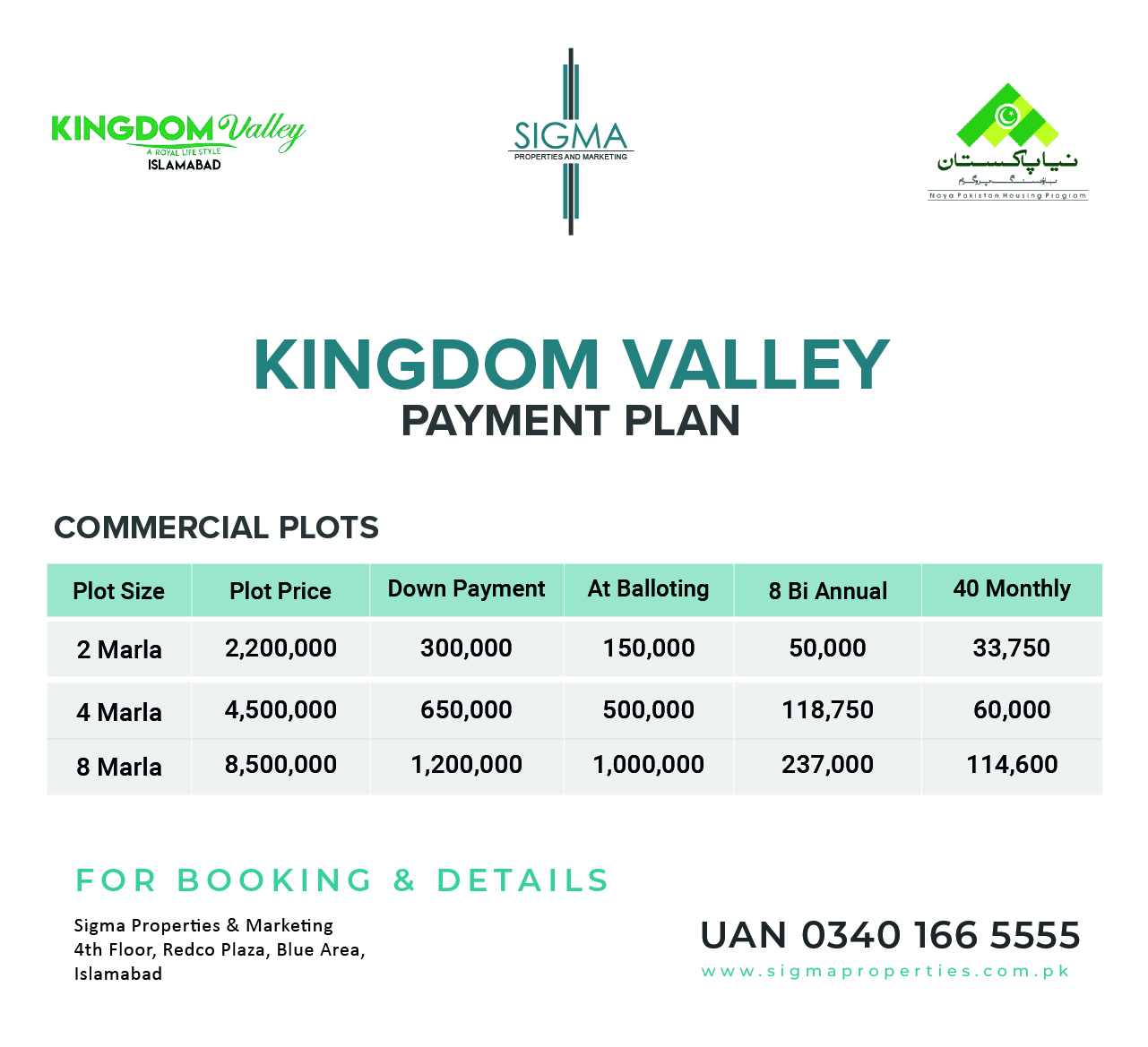Kingdom Valley Commercial Plots Payment Plan