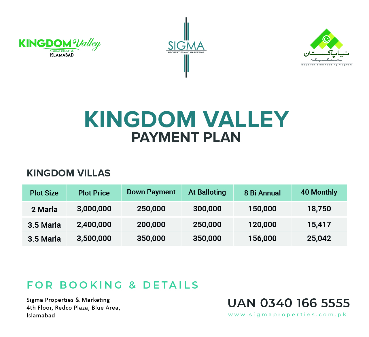 Kingdom Valley Villas Payment Plan